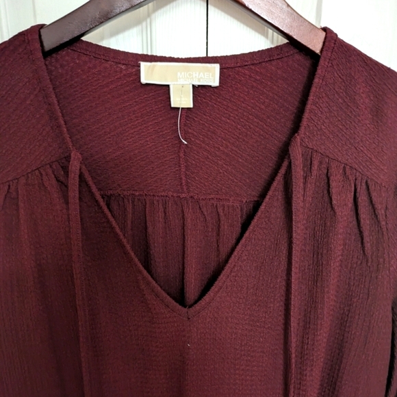 Michael Kors Long Sleeve Peasant Style Blouse Merlot/Burgundy - Picture 5 of 15